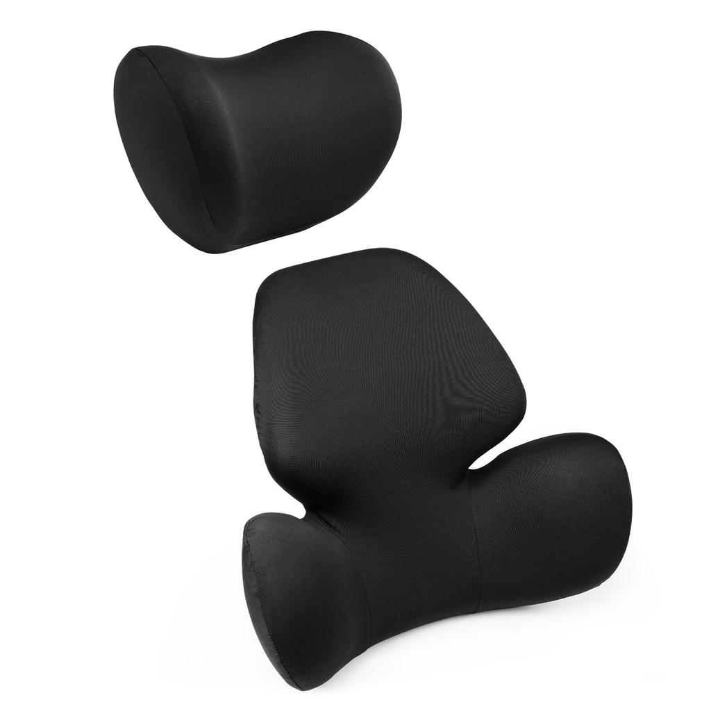Virauto Car Headrest Neck Support Cushion with Memory Breathable Neck and Lumbar Cervical Spine and Back Pain Washable Easy Compatible with Multiple