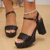 Fashion Plus Size Fashion High Heels Sandals Women Hollow Out Weaving Platform Sandles Woman Summer Buckle Strap Thick Heeled Sandalias