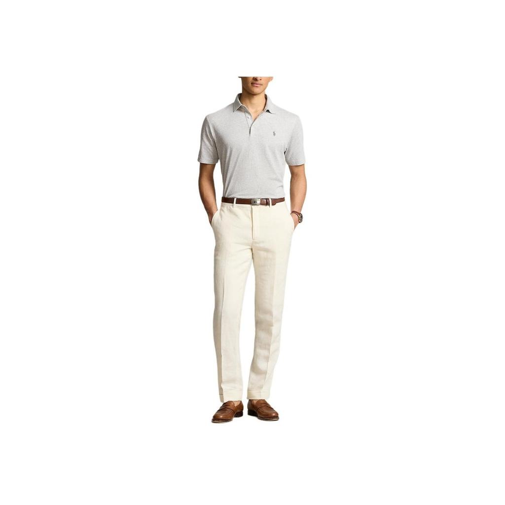 Polo Ralph Lauren SS24 Solid Color Small Pony Embroidered Casual Short Sleeve Polo Shirt Men Polo Shirts Gray MNPOKNI1N822686-020