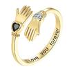 Unique Hugging Hands Couple Rings Fashion Jewelry Open Sizing With Stylish Zircon
