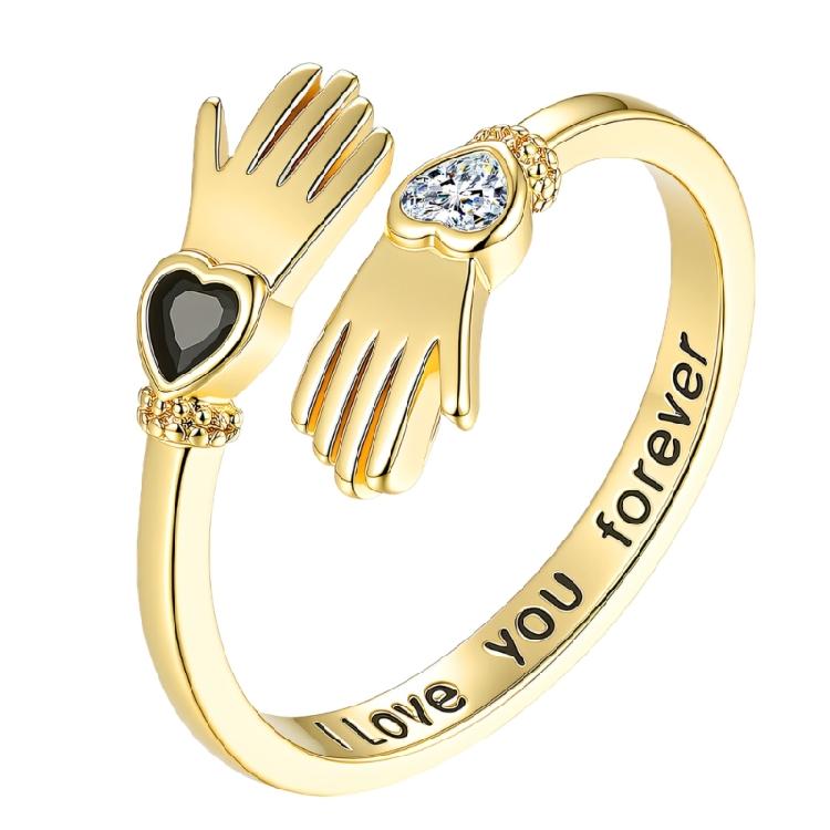 Unique Hugging Hands Couple Rings Fashion Jewelry Open Sizing With Stylish Zircon