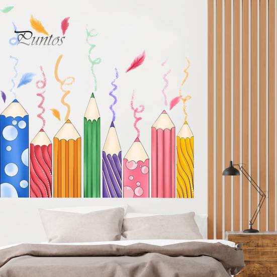 Naklejka ścienna do pokoju dziecięcego kolorowy nadruk ołówkiem samoprzylepna antypoślizgowa świetna lepkość wymienna naklejka ścienna do sypialni dla dzieci przedszkole