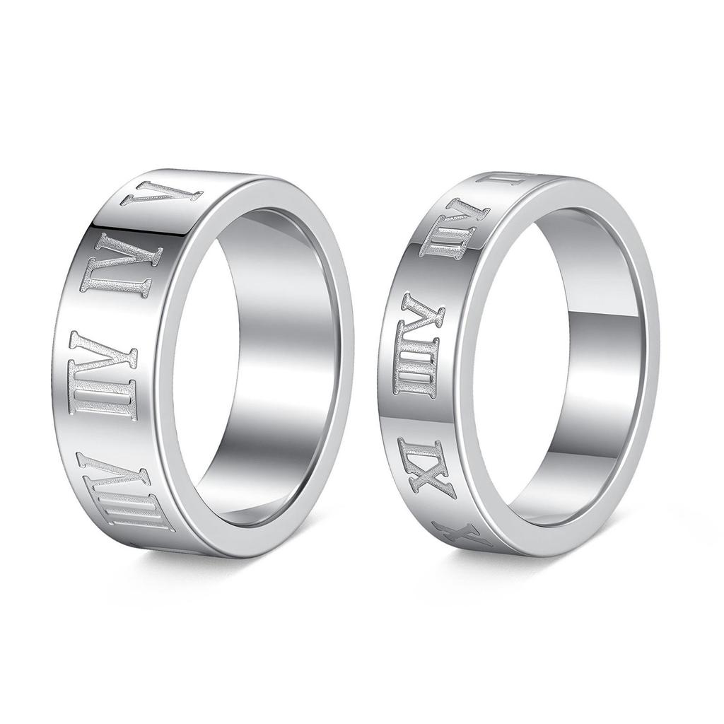 Trendy Men's Titanium Steel Roman Numerals Ring - Non-fading Vacuum Plated Jewelry.