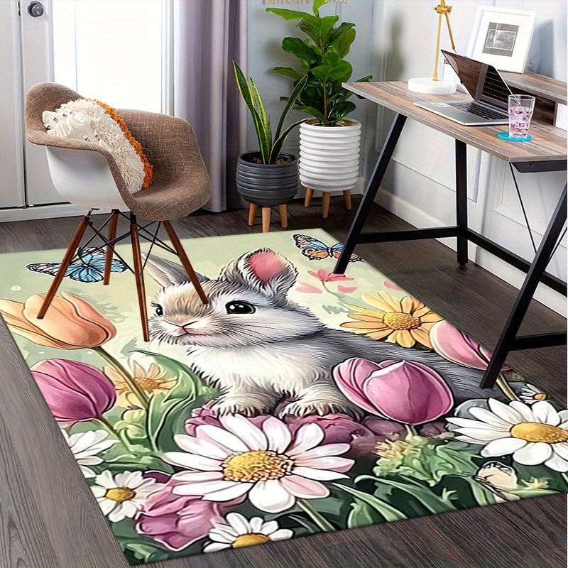 Office Carpet-Spring Bunny and Flowers Design for Sofa Protection Under Chairsa310