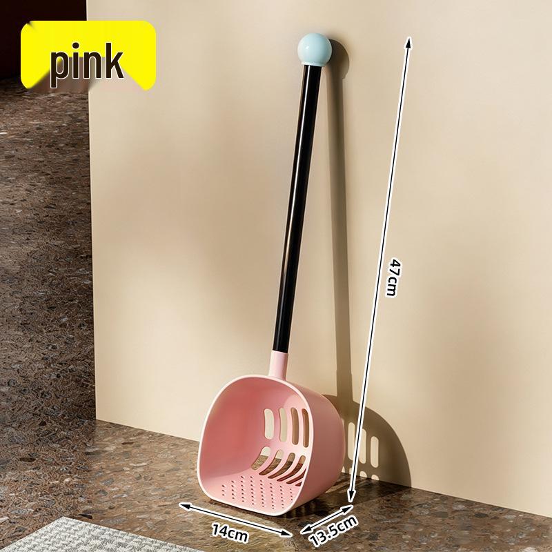 Long Handle Cat Litter Scoop, Large Capacity, Thickened, Sifting Poop Picker with Contrasting Color
