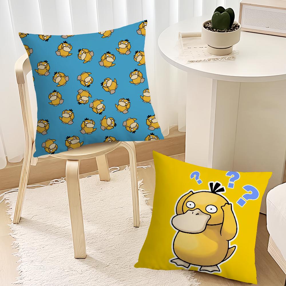 Kreslený P-Psyduck Roztomilý Pohovka Obývací pokoj Ložnice Čelo postele Opěrka Polštář Čtvercový polštář Polštář na zdřímnutí Povlak na polštář