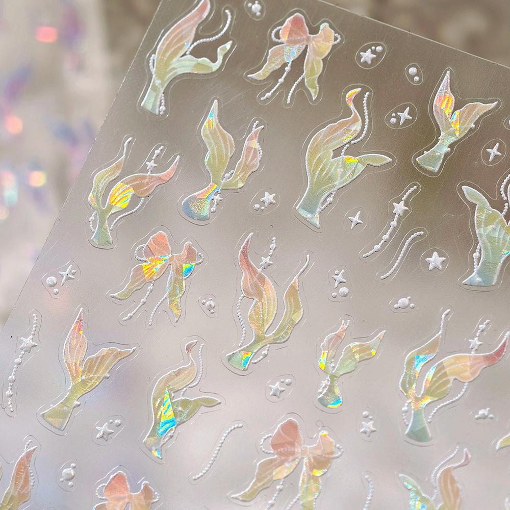 Magical Blow Bubbles Goldfish Bunny Rabbit Cat Kitten Shape Shiny Dreamy Bubbles 5D Nail Art Decorations Sticker Manicure Decal
