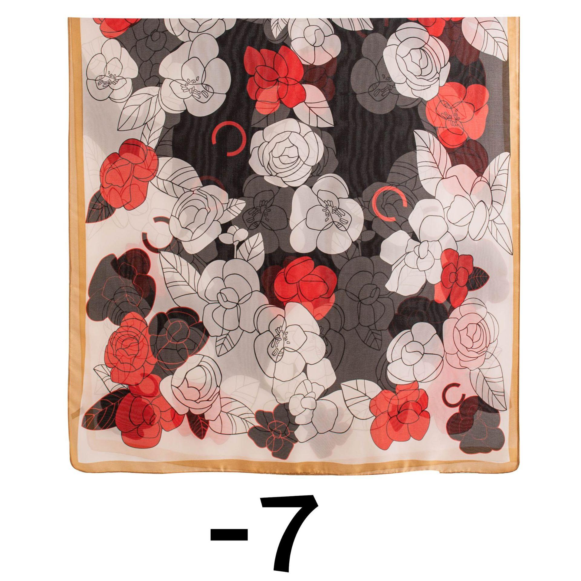 Retro elegant art flower brocade silk scarf, temperament women travel outside with sunscreen shawl, scarf thin 85*180