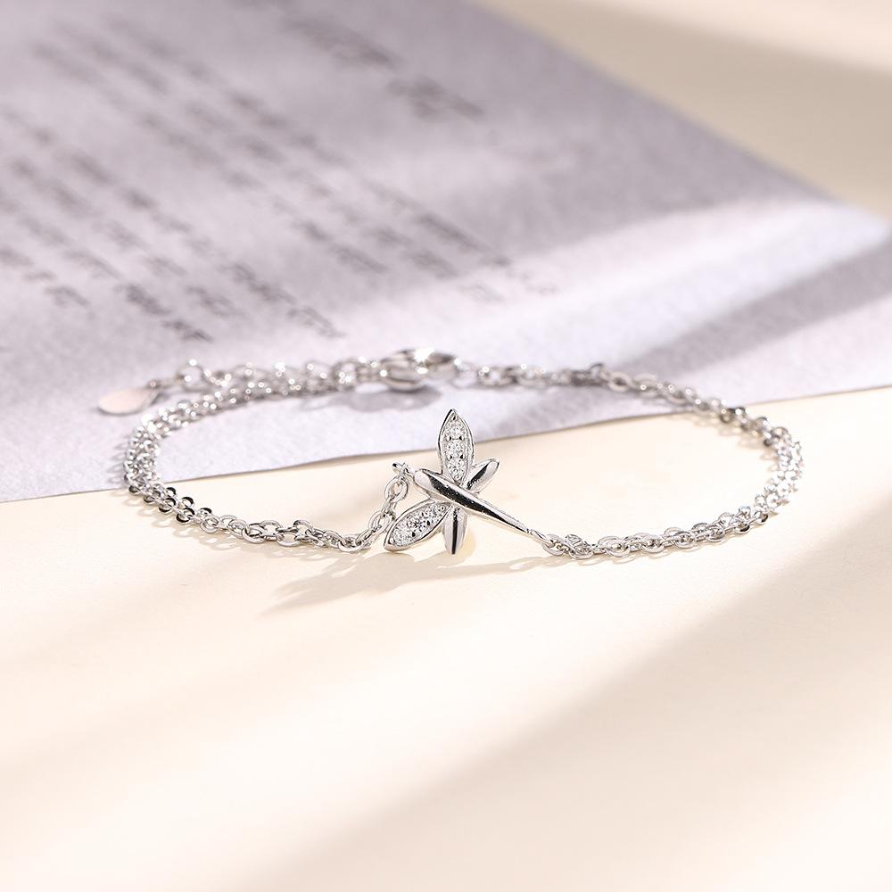 VENTFILLE 925 Sterling Silver Diamond-Studded Butterfly Bracelet Women's Fashion Temperament Flower Adjustable Bracelet