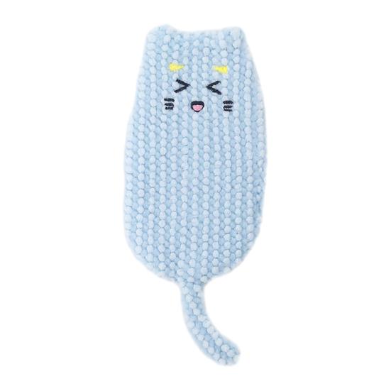 Crinkle Sound Cat Toy Cute Cat Shape Kitten Kicker Toy Interactive Plush Cat Kicker Toy Relieves Boredom for Indoor синий