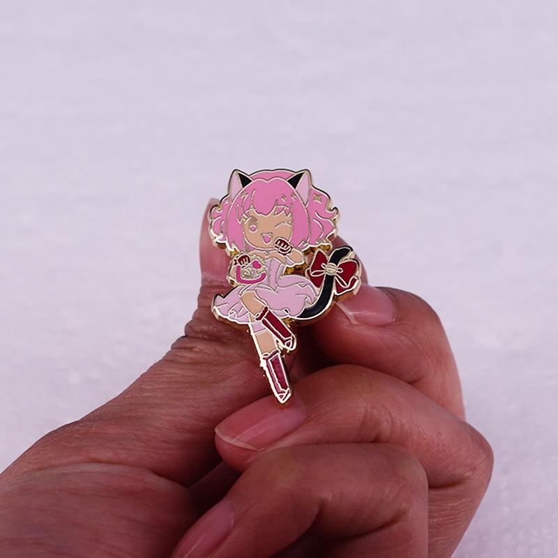 Tokyo Cat Girl Brooch - Cute Anime Metal Badge