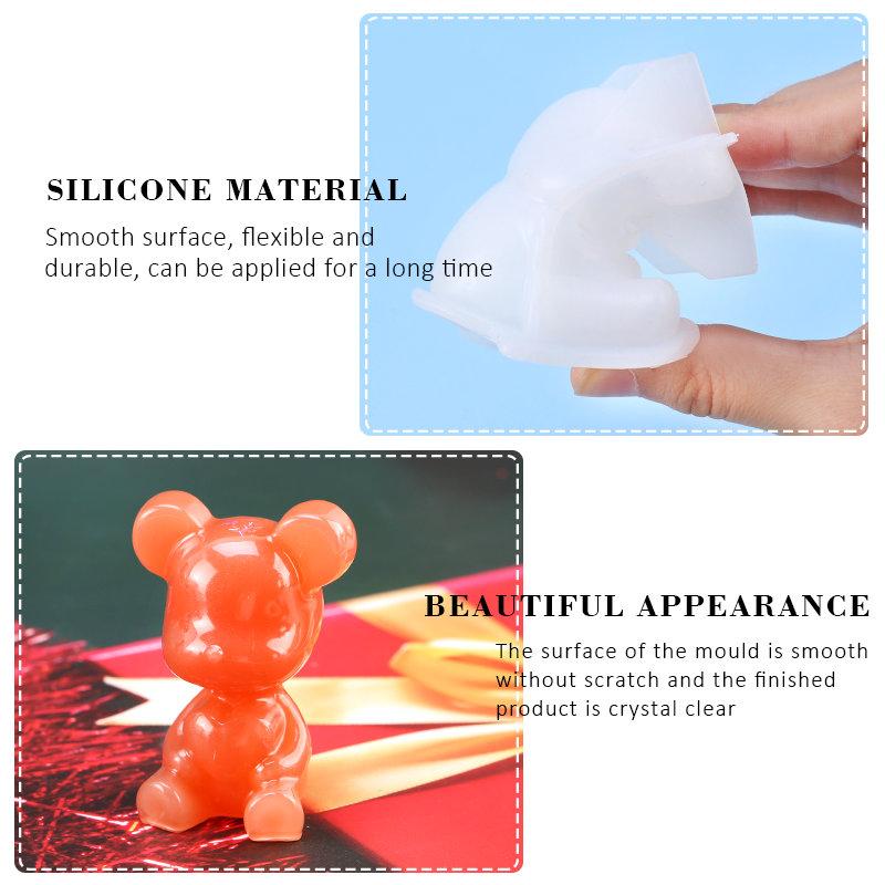 Stereoscopic Animal Resin Molds Silicone Bear Casting Molds Epoxy Resin Mold for Keychains DIY Handmade Resin Jewelry Supplies