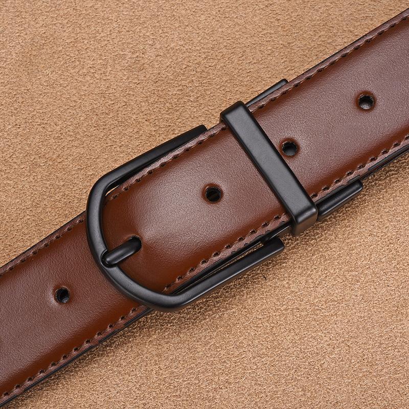 

Ремень мужской из коровьей кожи, ремень из цинкового сплава с вращающейся головкой, натуральная кожа, двусторонний кожаный ремень мужской 130cm