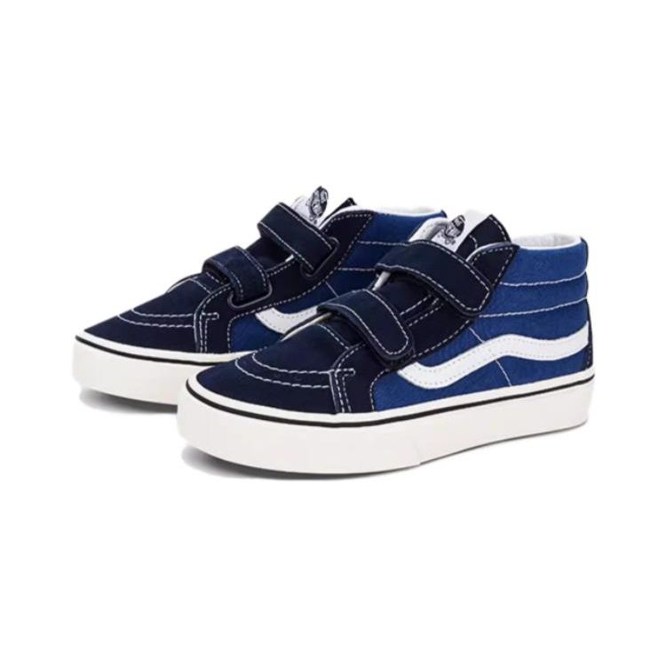 Vans Sk8 Comfortable Mid-Top Kids Skate Shoes Kids Sneakers Black Blue VN0A38HHQXI
