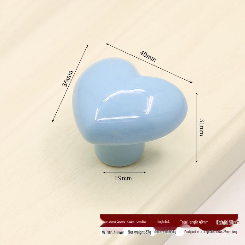 Colorful Heart-Shaped Ceramic Drawer Handle