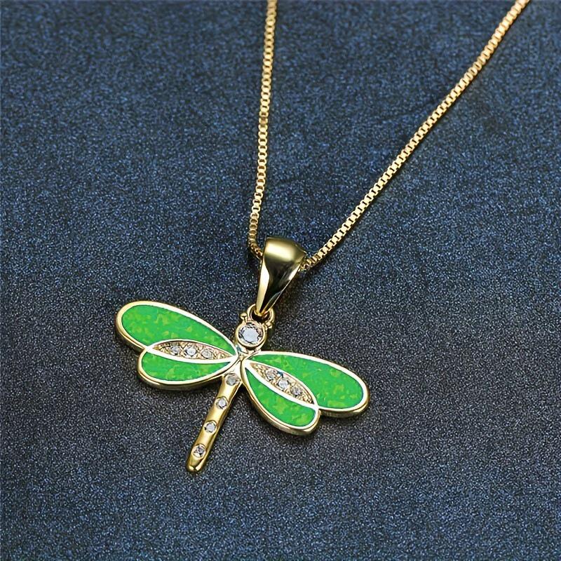 New Dragonfly Opal Pendant Necklace for Women