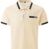 New Men's Casual POLO Shirt Chest False Pockets Lapel Buttons Business T-shirt Tops Male