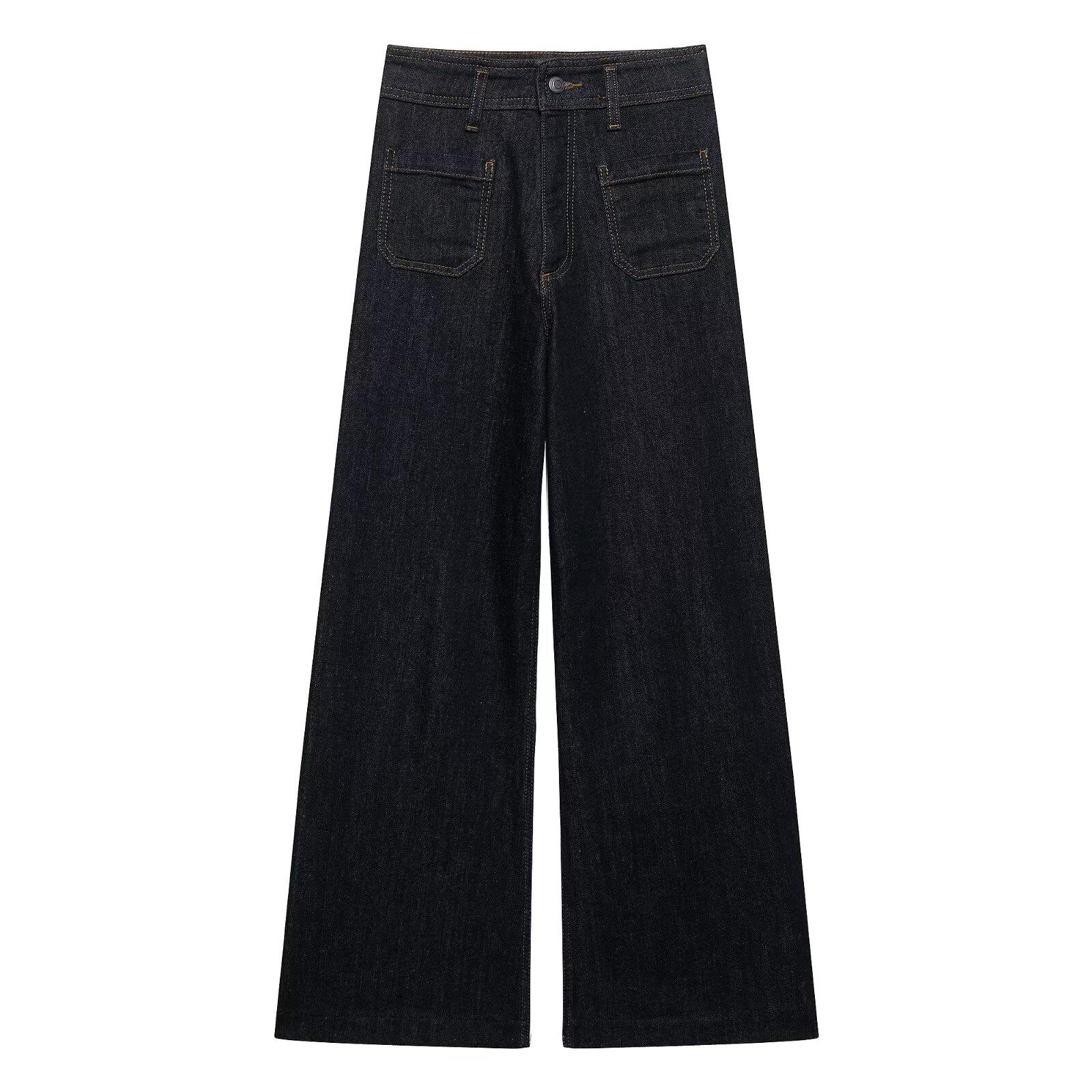 

Женские джинсы с высокой посадкой и широкими штанинами на весну 2025 года - Мода в европейском и американском стиле Extra Small