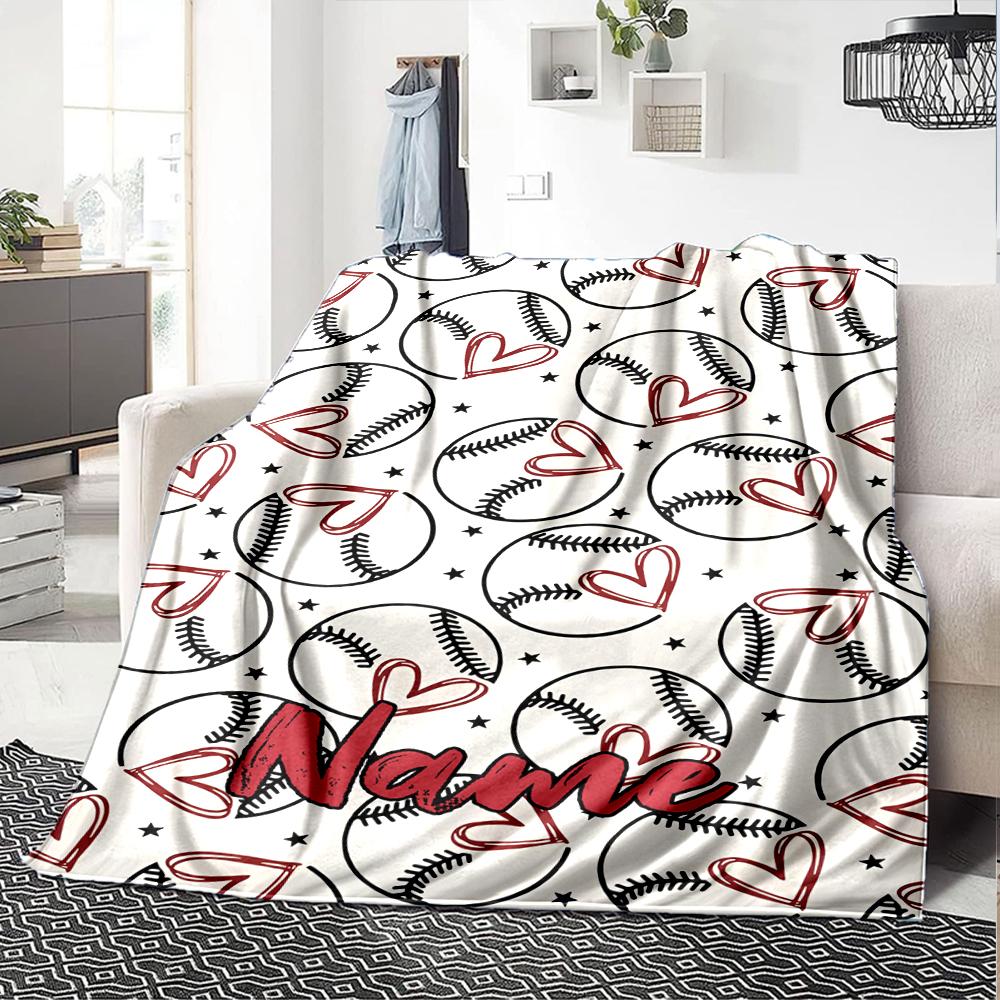 Custom Name Baseball Theme Printed Blanket - Perfect for Couch, Bed, Travel & Outdoor Use | Machine Washable, Cozy & Durable.