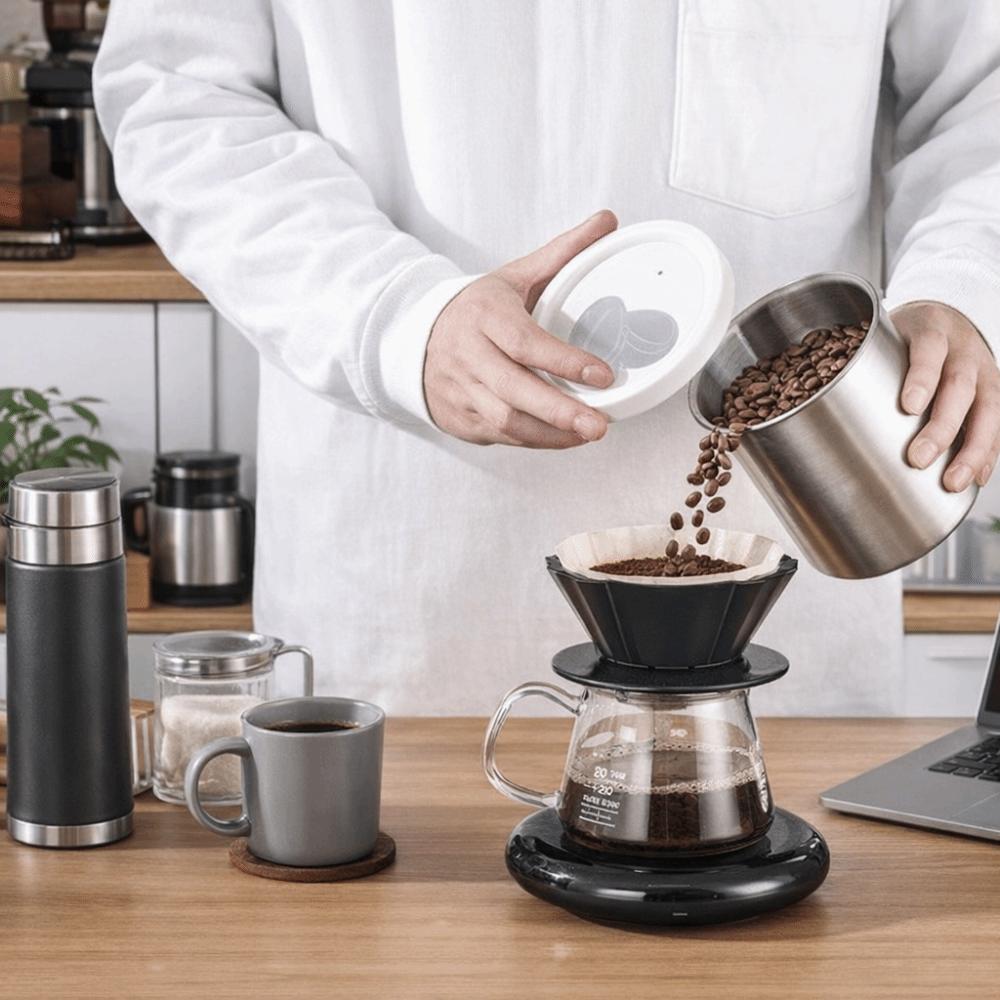 Moisture-proof Coffee Bean Storage Jars Stainless Steel Food Storage Container Tea Tin  Home Use