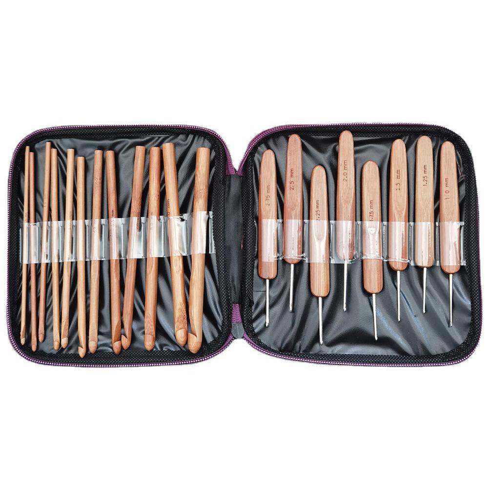 

20pcs Bamboo Crochet Hook Set Sewing And Weaving Tools Yarn Crochet Hook Household for Beginners & Experieced Crochet Lovers TMZ
