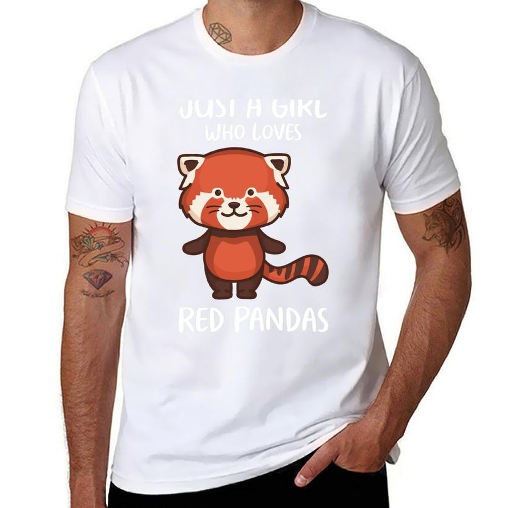Just A Girl Who Loves Red Pandas TShirt Classic Graphic Short Sleeve Top