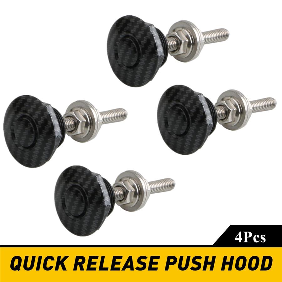 4x 3D Carbon Fiber Color Car Push Button Hood Quick Release Pins Bonnet Lock Clip Bumper Latch