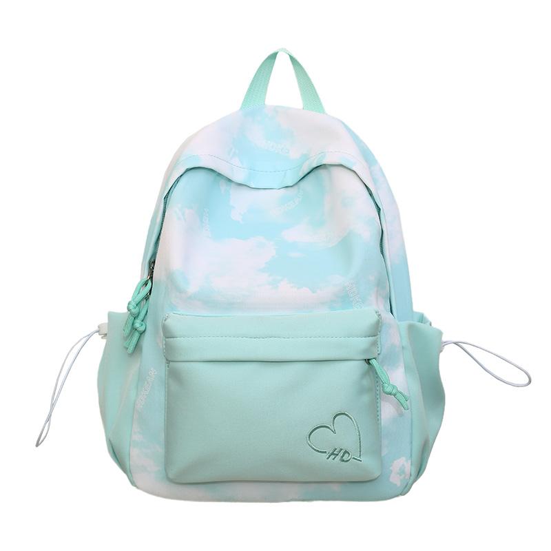 

Студенческий школьный рюкзак с принтом тай-дай большой вместимости для женщин Small зелёный