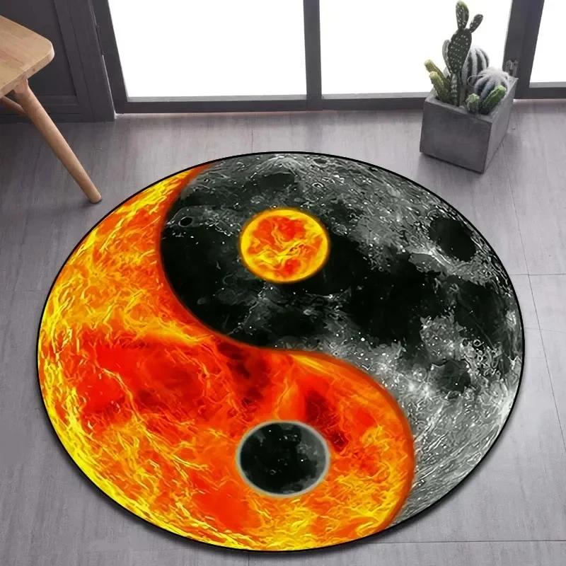 Billiard Clock Print Round Carpet Soft Area Rug for Bathroom Bedroom Living Room Doormat Gaming Chair Decor Non-Slip Floor Mat