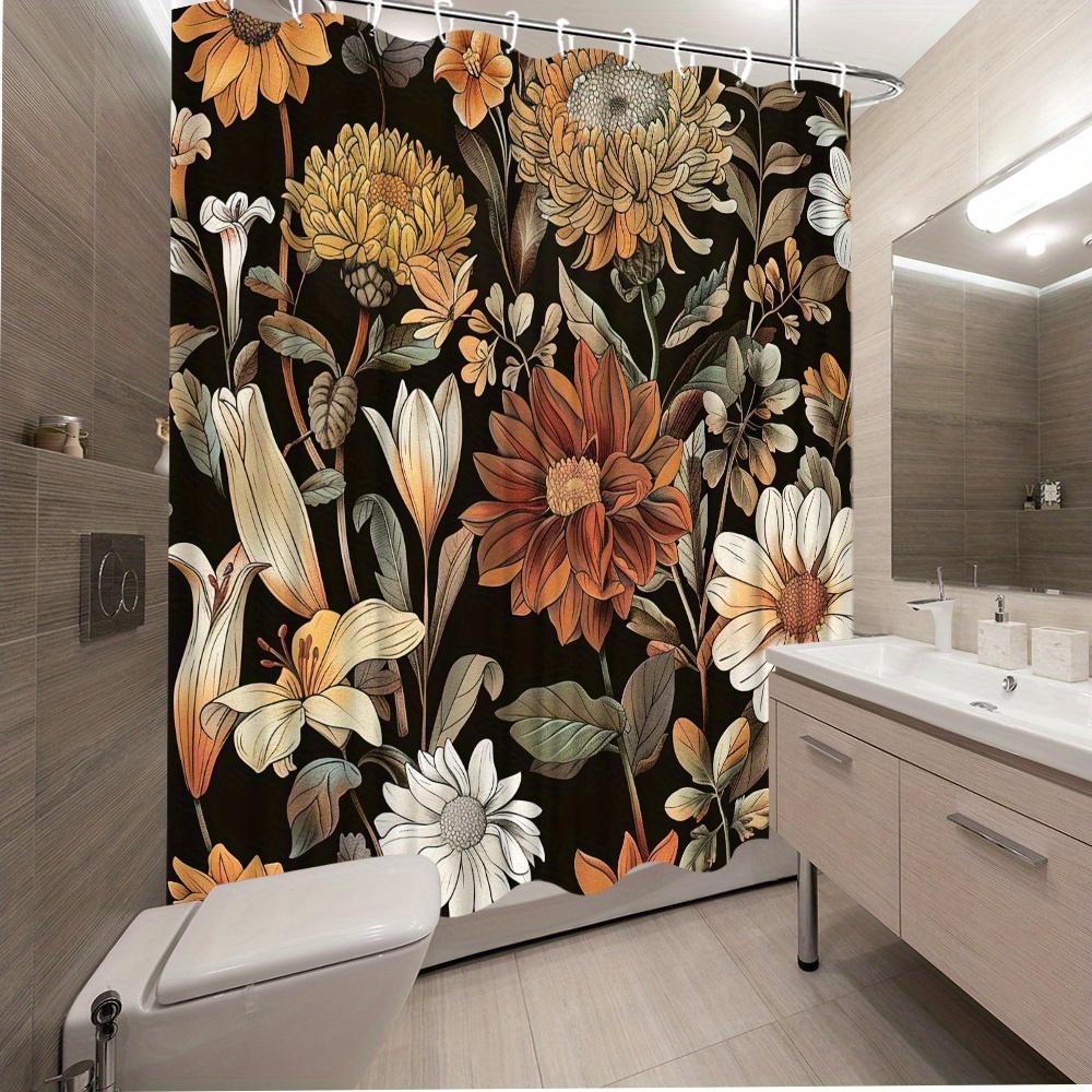 Vintage Floral Shower Curtain - Waterproof, Mildew-Resistant with Elegant Flower Design for Classic and Stylish Bathroom Decor