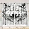 2pcs- Sketch Wolf Head Polyester Curtains, Pole Bag Curtains 42*84, Bedroom, Living Room, Home Room Decoration