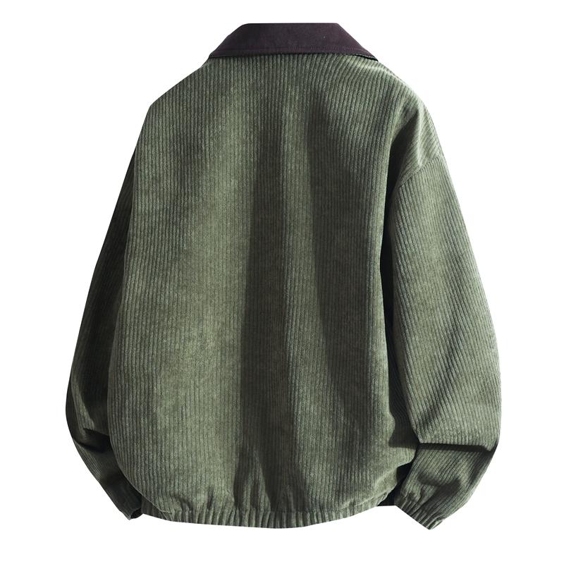 Men's Corduroy Jacket Autumn Winter New Solid Color Casual Versatile Breathable Outdoor Camping Lapel Coat Men's Trend Jacket
