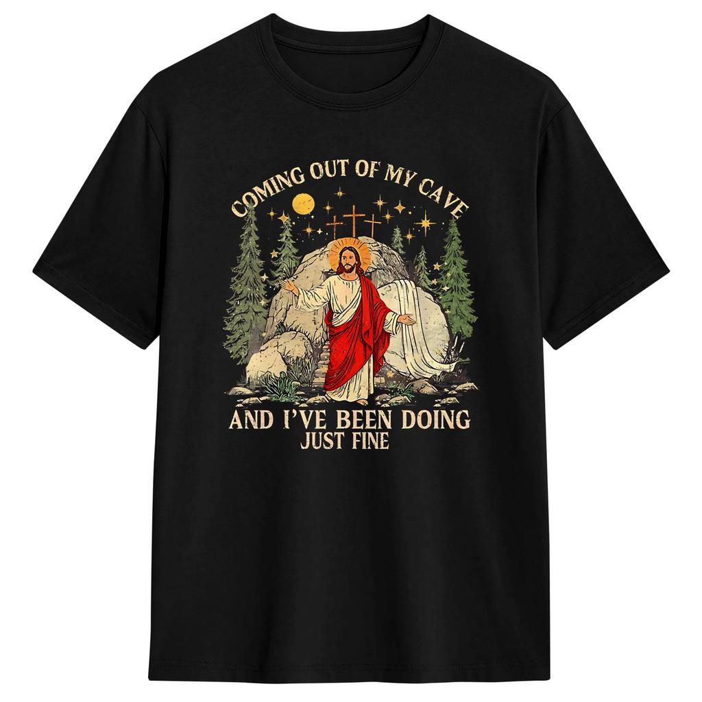 Coming Out of My Cave the Jesus Resurrection EasterTShirt Summer Fashion TShirts Cotton Comfortable Tees ShortSleeved