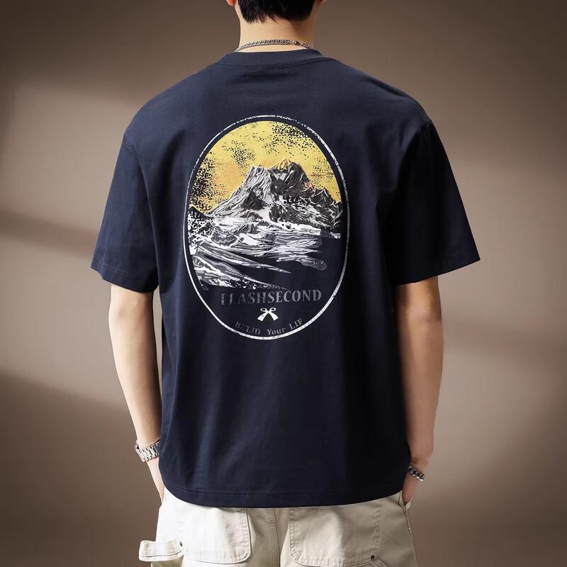 Men s Premium American Casual Printed Short Sleeve T-Shirt XL