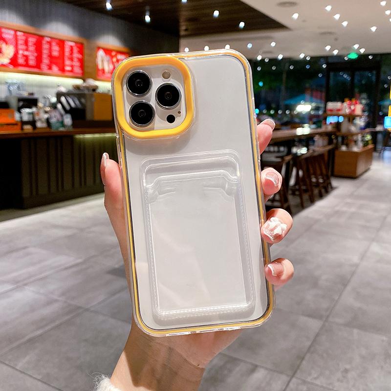 Simple Card Pocket Bag Colorful Bumper Phone Case For For Iphone 16 17 Pro Max 1 14 13 12 11 16 Plus Air Clear Back Cover