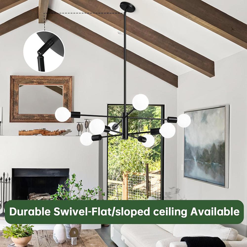 Modern Sputnik Chandeliers Light, 6/8/10/12-Light Chandeliers for Dining Room, Height Adjustable Ceiling Lights Farmhouse Chandelier for Kitchen