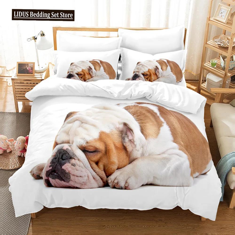 Hunde Tröster Bettbezug Einzel Kinder Niedliches Bettwäscheset Cartoon Welpenmuster Bettbezug Set 3D Stepp-/Deckbettbezug Kissenbezüge