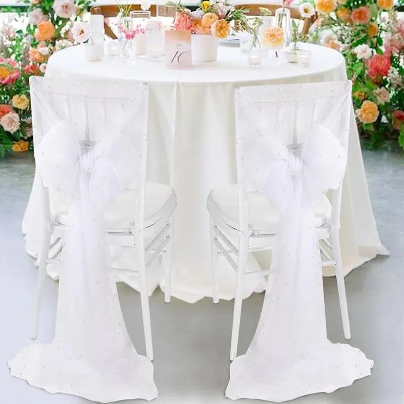 White Pearl Tulle Tablecloth Tulle Table Runner  White Tablecloth Wedding Veil Fabrics for Wedding Arch Dessert Table Decoration