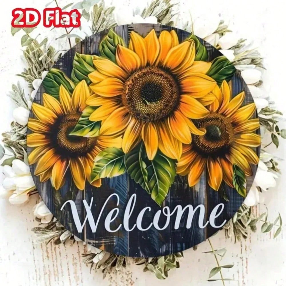 

Round Metal Sunflower Welcome Sign For Home Wall Door Porch Garden Cafe Office Farmhouse Decor 20x20 різнокольоровий