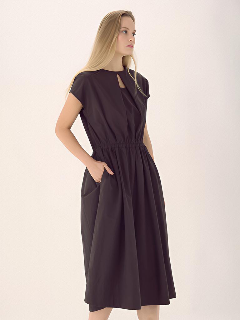 ACUD Front Cut Banding Dress_Brown