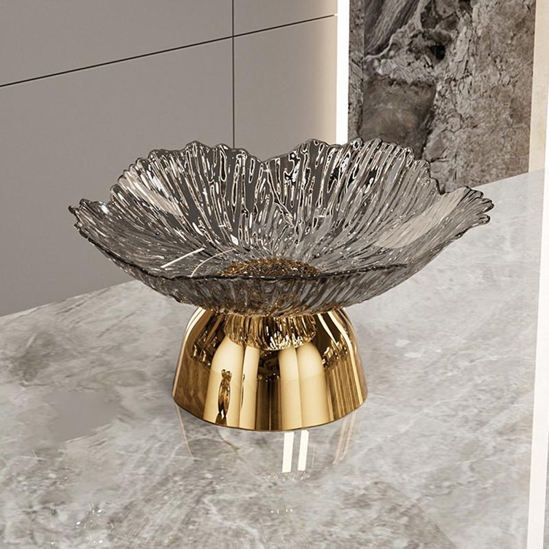 1 Pc Transparent High-foot Fruit Plate Home Living Room Coffee Table Light Luxury High-end Fruit Basin Candy Snack Display Plate