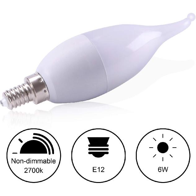 LED Flame Light Bulbs,3 Modes Fire Light Bulb E12 Base, Christmas Decorations Outdoor Indoor Home, Lights Bulbs (Yellow, 6Pack)