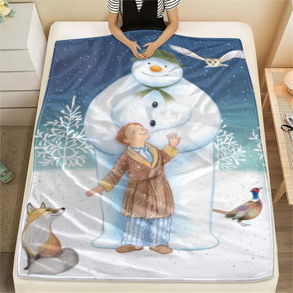 

1PC The Snowman Print Flannel Blanket, High quality Comfortable for All Seasons, Home Decor, Warmth and Comfort, Perfect for Christmas Gifts210 80cm x 120cm