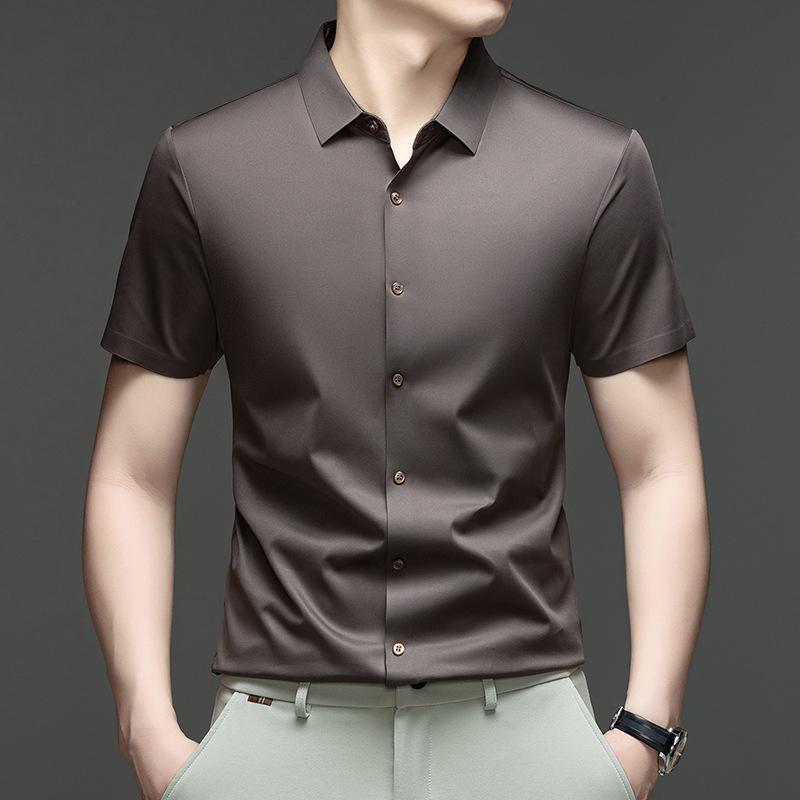 Summer Ice Short Sleeve Shirt Men s Lapel Collar Business Casual Breathable Versatile M
