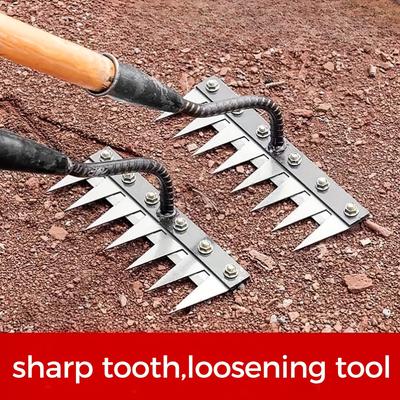 One Heavy-duty Gardening Weed Rake, Metal Weed Rake, for Gardening and Soil Aeration, for Tilling, Weed Removal, Excluding Handles