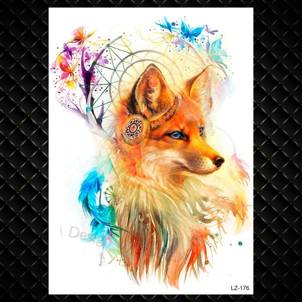Night Forest Werewolf Tattoos For Men Women DIY Realistic Temporary Tattoos Geometric Fake Wolf Scorpion Tatoo Paper Stickers