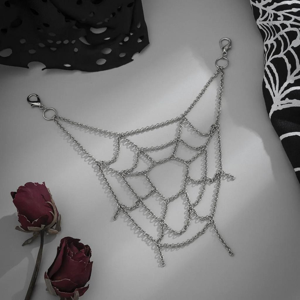Sweet and Cool Woman Body Jewelry Punk Sexy Items for Women’s Gothic Style Bodychain Spider Web Trouser Chain Hip Hop Dark 18