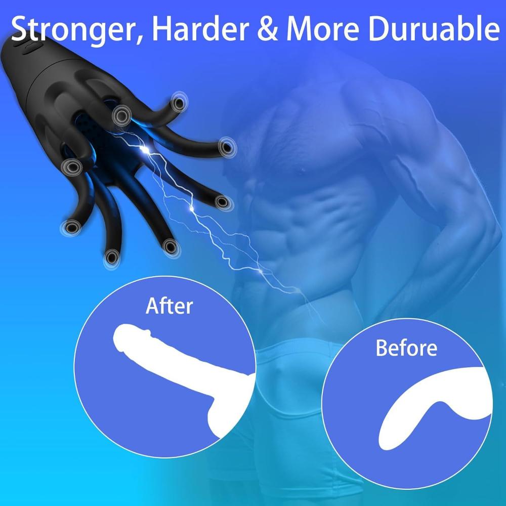 Octo-Grip Penis Training Cup with Electric Stimulation - Rechargeable Male Masturbator for Pleasure - Adult Sex Toy