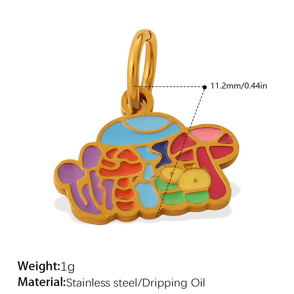 Adorable Multi-Shape Mushroom Pendant with Colorful Drip Oil Design
