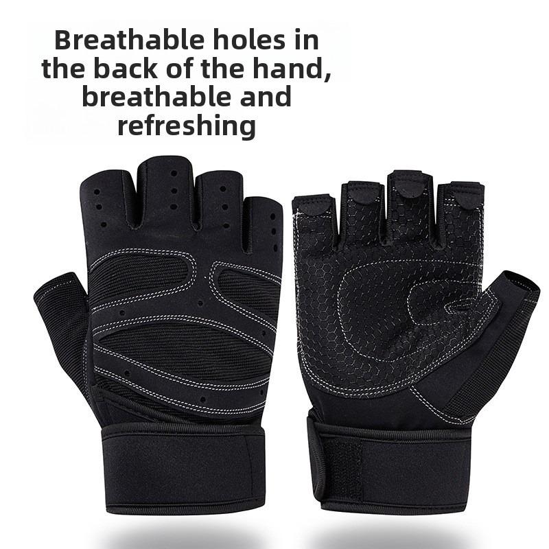 Weightlifting Half Finger Gloves Men's Sports Gym Outdoor Cycling Gloves Silicone Non-Slip Riding Gloves